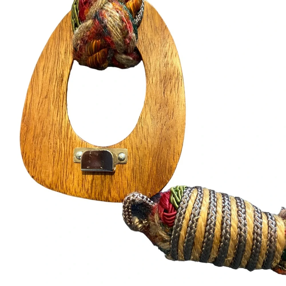 Vintage Braided Belt Cloth Bohemian Hippie Western Festival Multicolor Sz Small